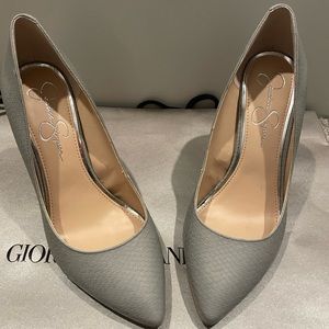 Grey Crocodile Skin heels